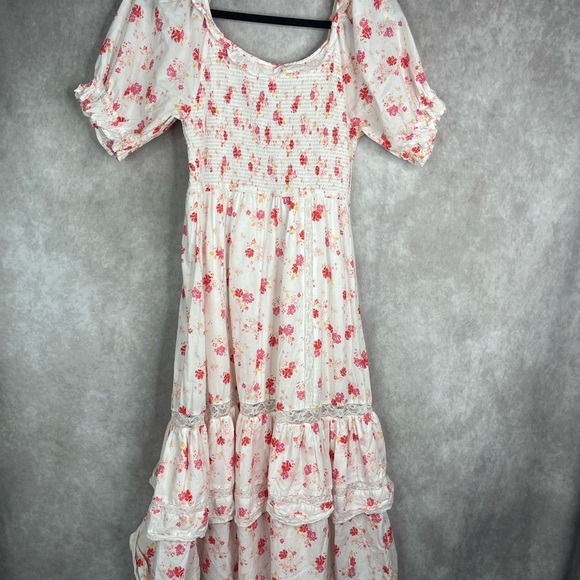 LoveShackFancy x Target Cosette Floral Ruffle Midi Dress In White Women's Sz S - Picture 5 of 8